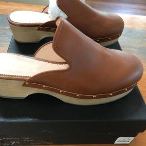 J. Crew Leather Clog AQ675  warm sepia  - size 38 [7.5]